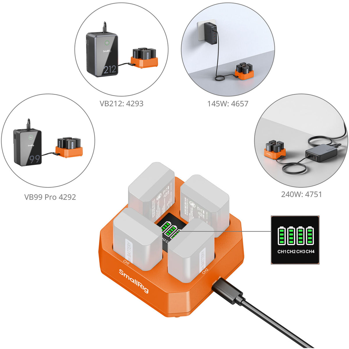 Cargador SmallRig NP-FW50 Four-Channel - en uso