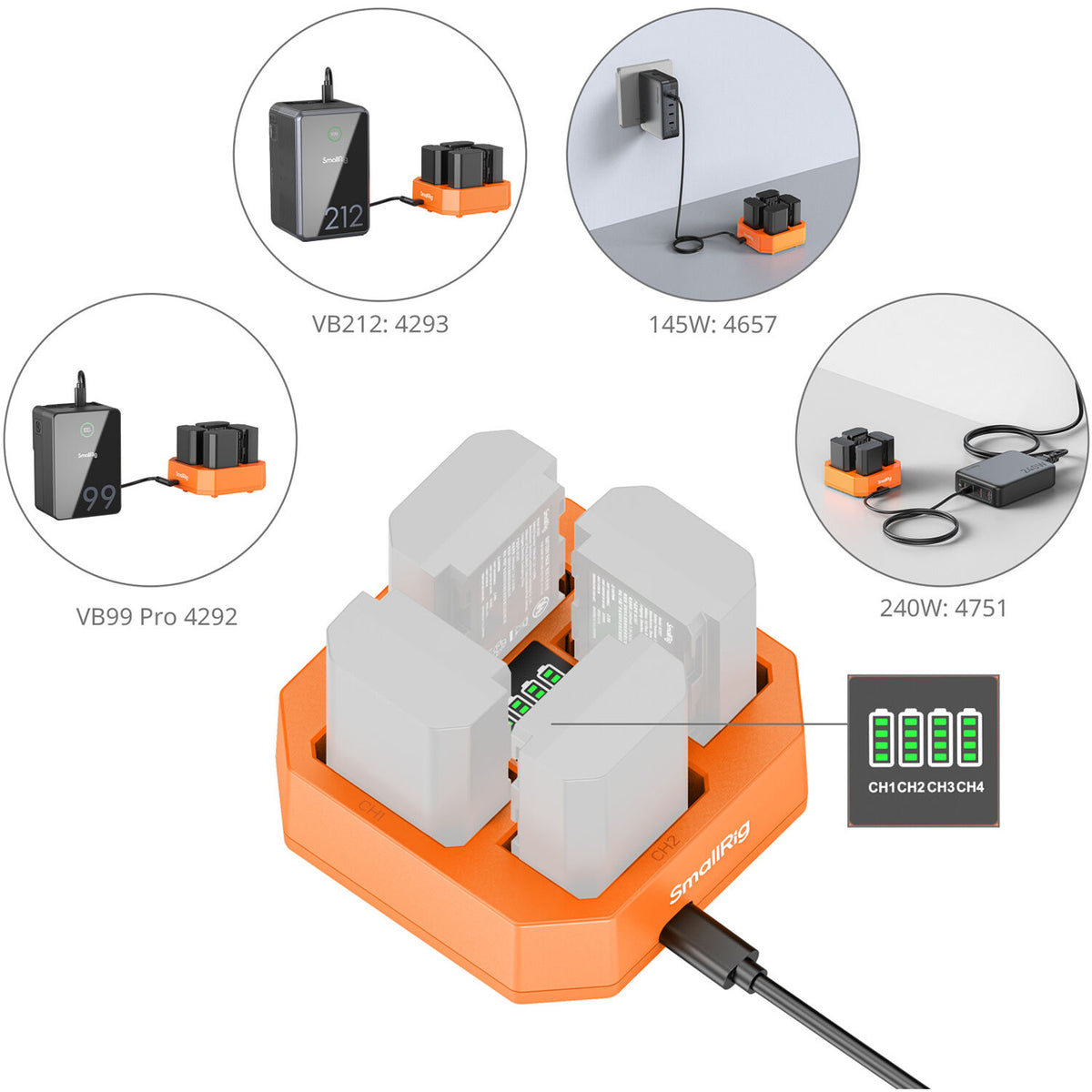 Cargador SmallRig NP-FZ100 4-Channel Camera - contenido de la caja
