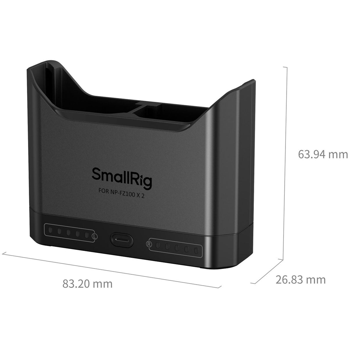 Cargador SmallRig NP-FZ100 Camera Double Bay - puertos y conexiones