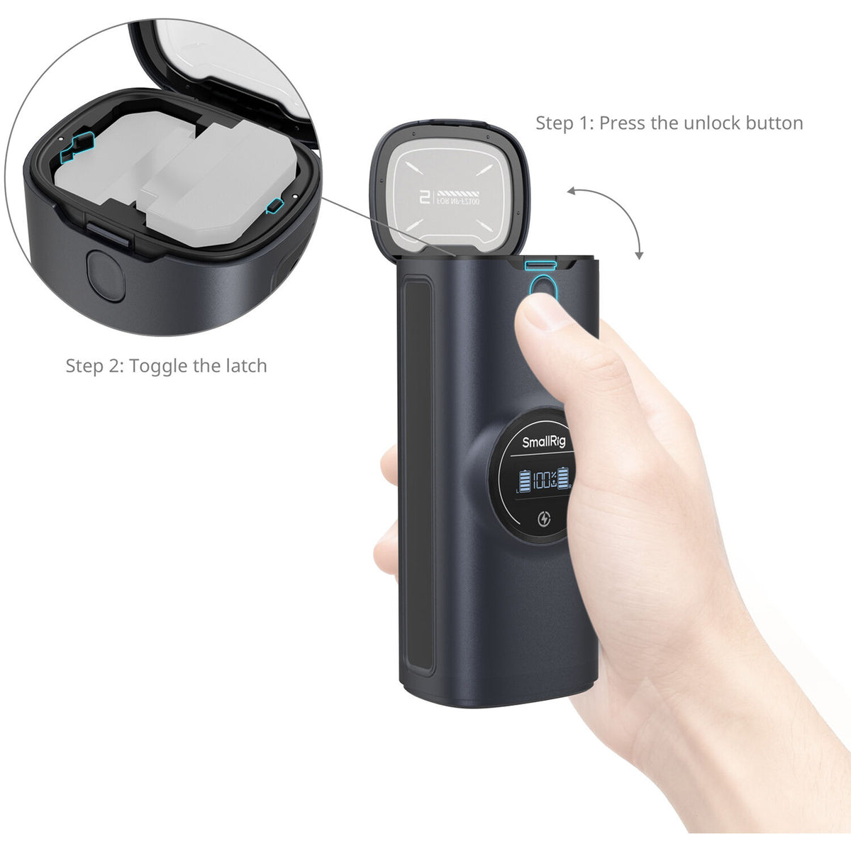 Cargador SmallRig NP-FZ100 Power Bank 2 bahías Case - detalle
