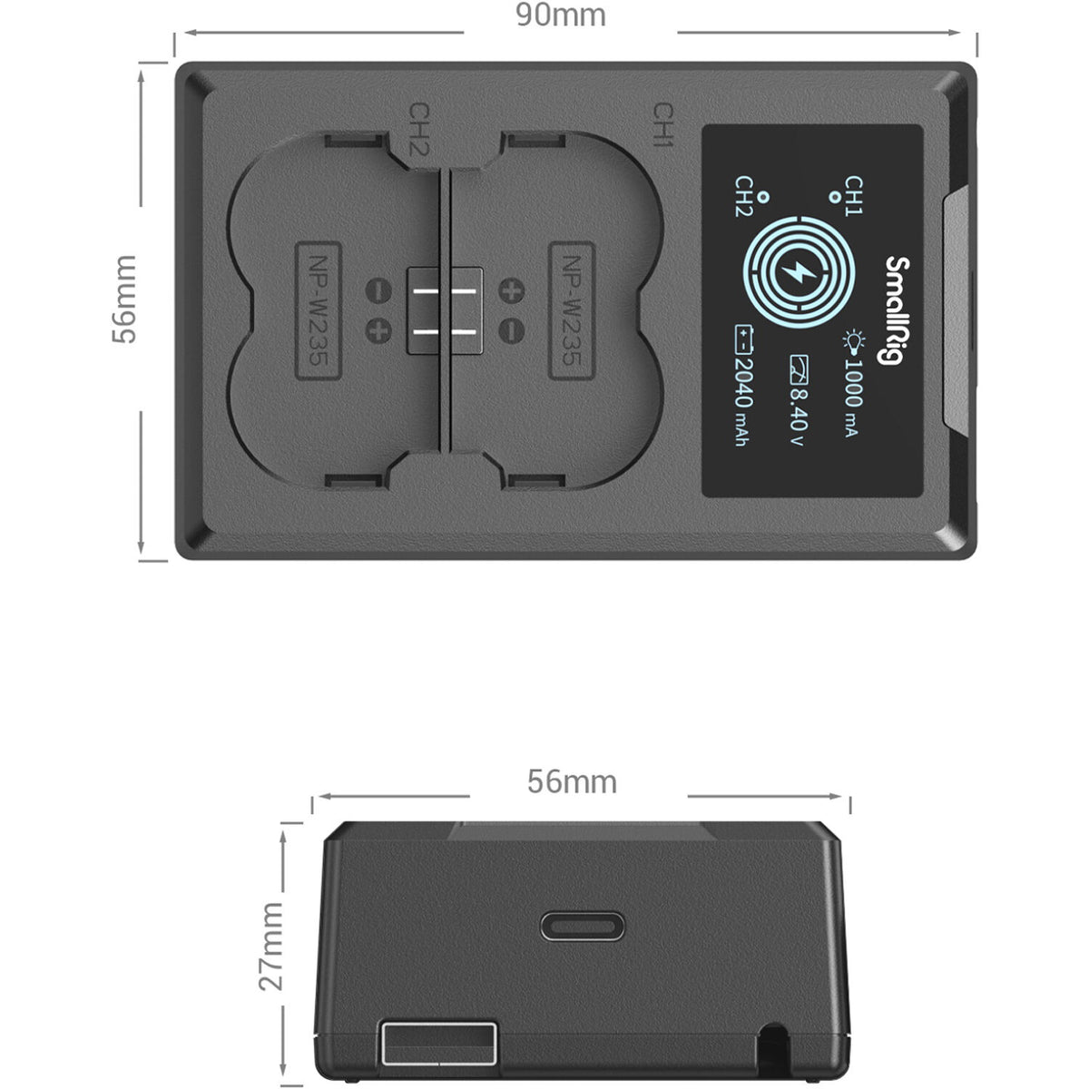 Cargador SmallRig NP-W235 Camera - vista lateral