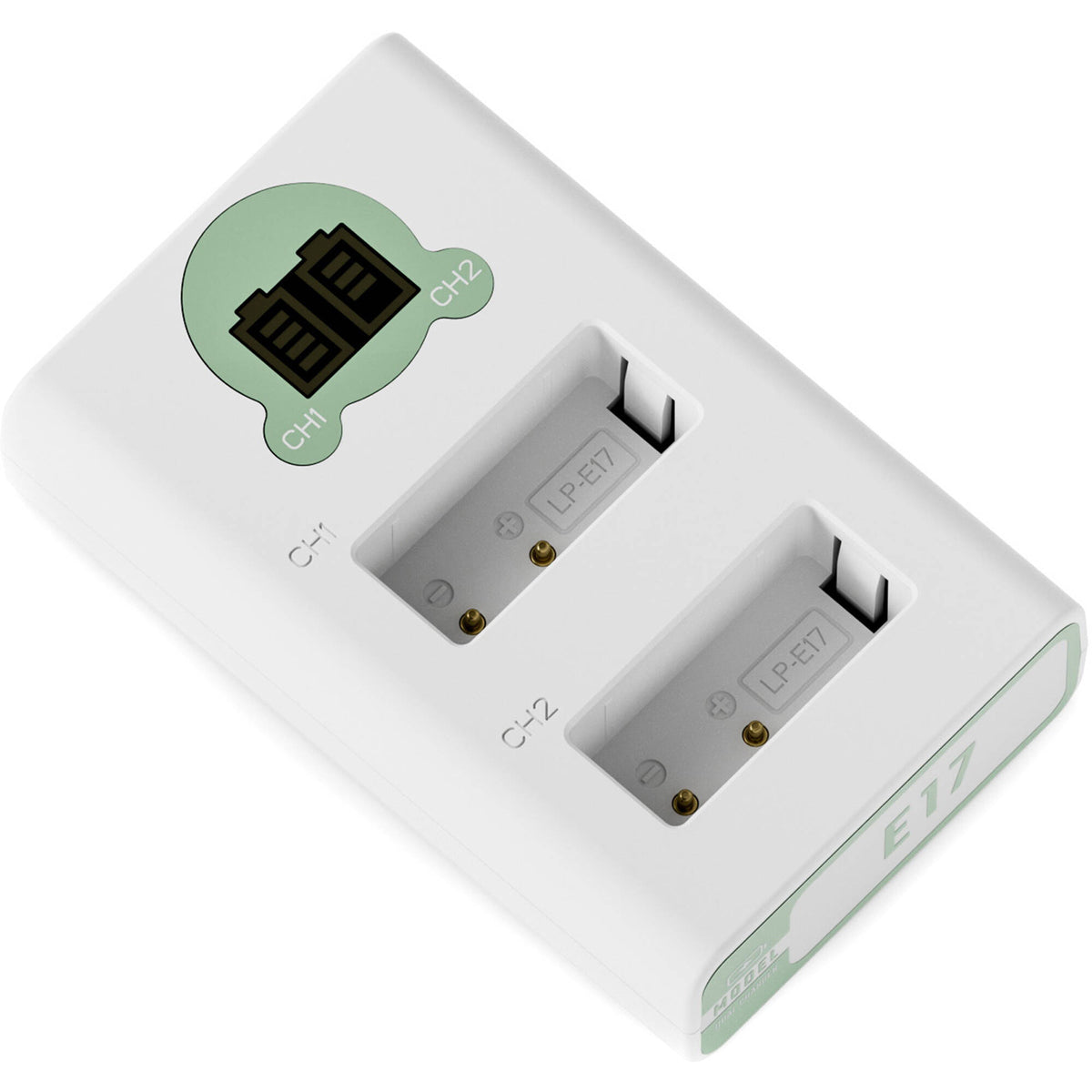 Cargador Tilta 2-Channel para LP-E17 (Ash Green) - vista lateral