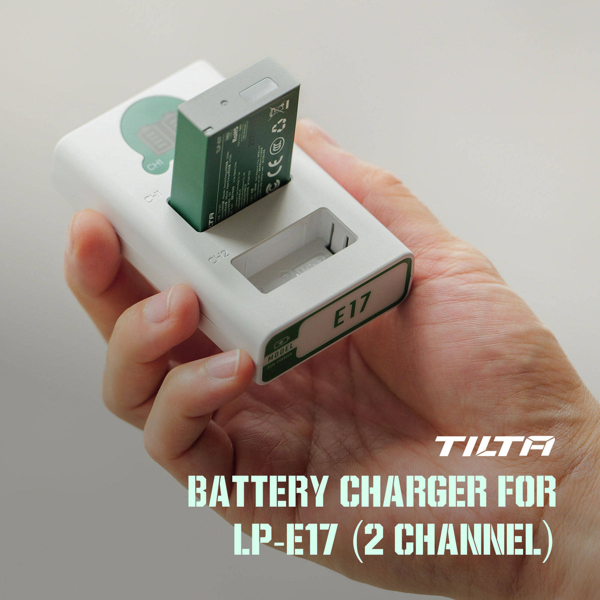 Cargador Tilta 2-Channel para LP-E17 (Ash Green) - puertos y conexiones