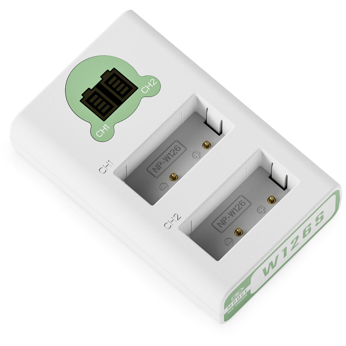Cargador Tilta 2-Channel para NP-W126S (Ash Green) - vista lateral