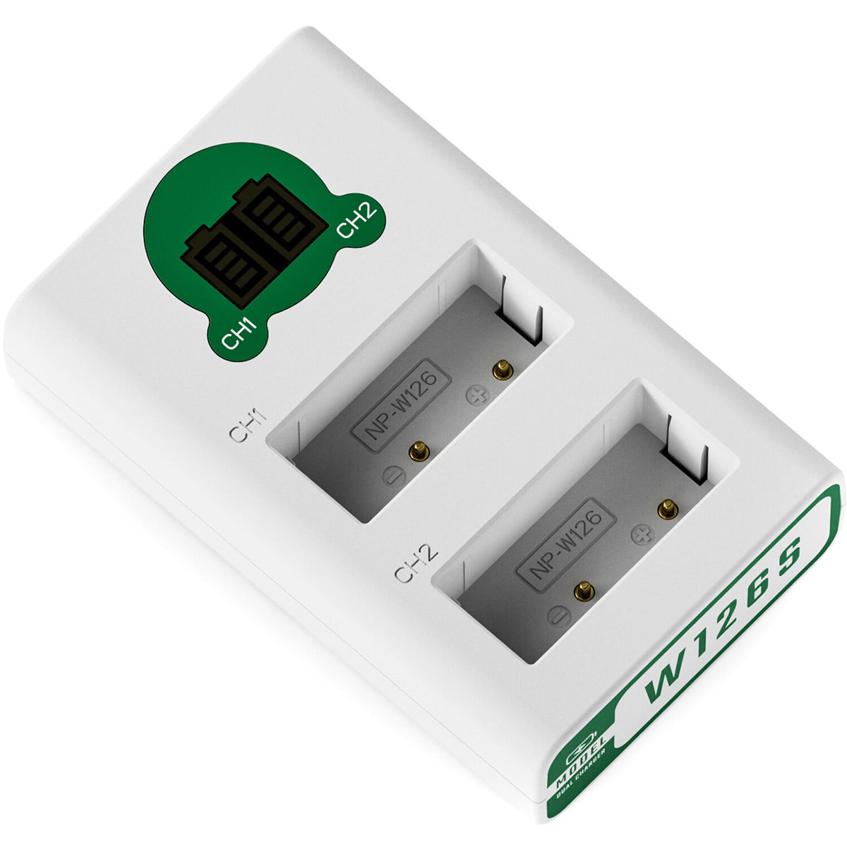 Cargador Tilta 2-Channel para NP-W126S (Forest Green) - vista lateral