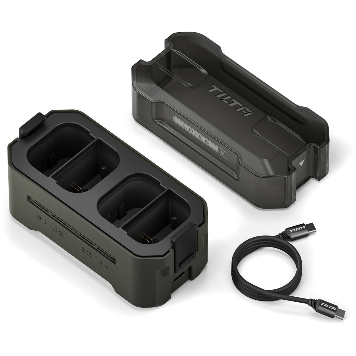 Cargador Tilta Portable Charging Station para LP-E6 (Green) - vista lateral