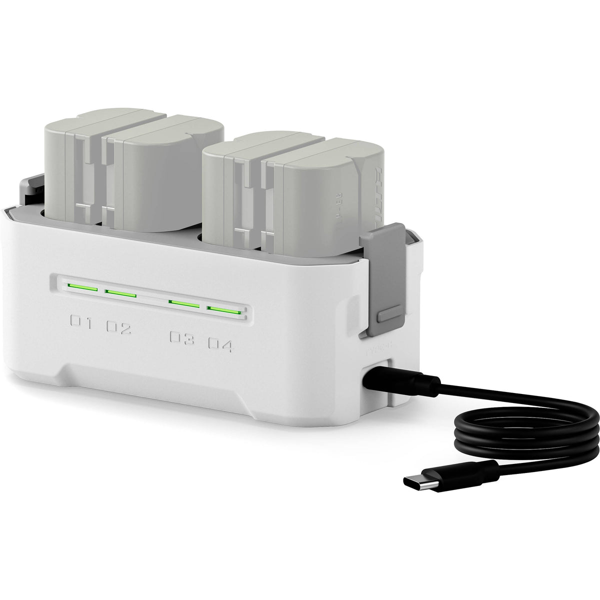 Cargador Tilta Portable Charging Station para LP-E6 (Off-White) - puertos y conexiones