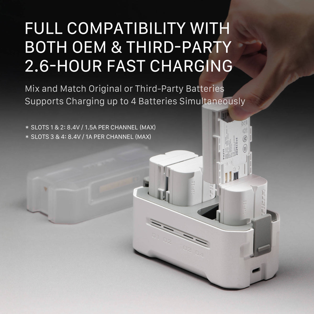 Cargador Tilta Portable Charging Station para LP-E6 (Off-White) - contenido de la caja