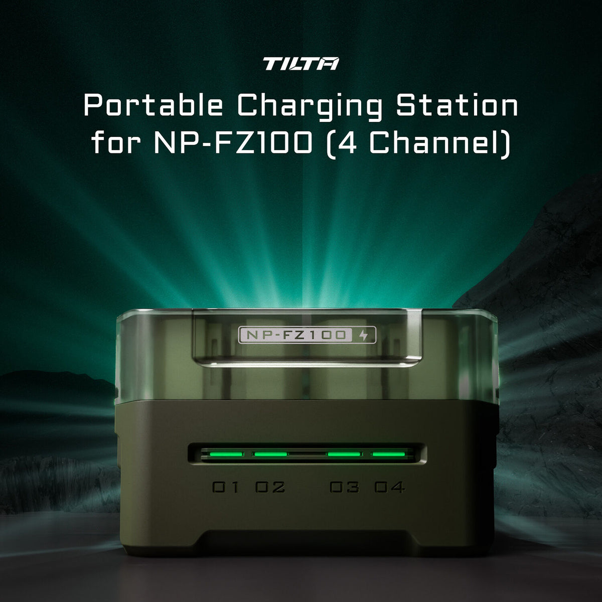 Cargador Tilta Portable Charging Station para NP-FZ100 (Green) - en uso