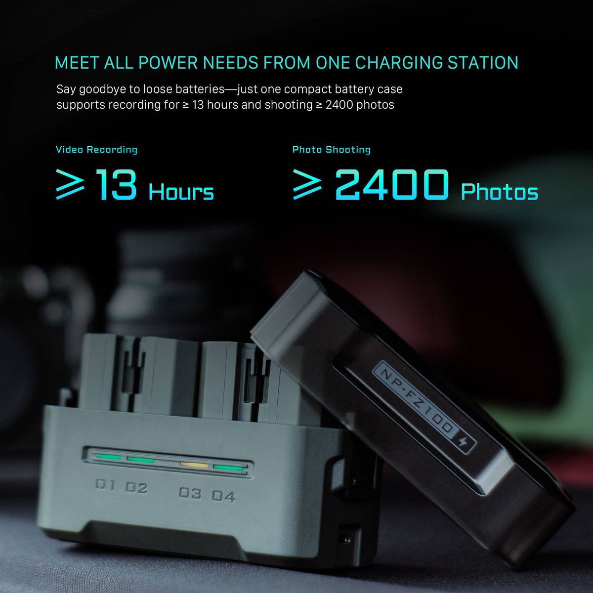 Cargador Tilta Portable Charging Station para NP-FZ100 (Off-White) - en uso