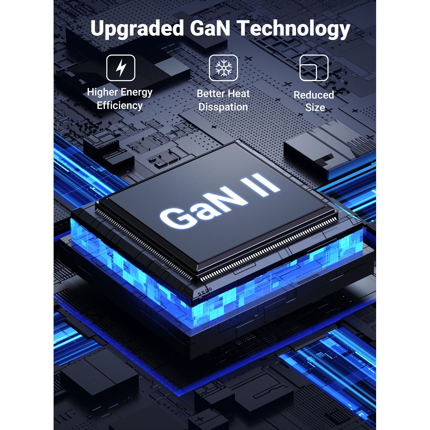 Cargador UGREEN 100W GaN 7 en 1 con 3 Tomacorrientes y 4 USB - detalle