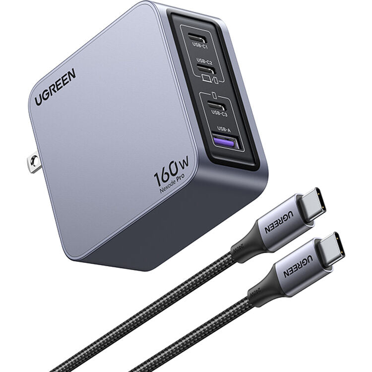 Cargador UGREEN Nexode Pro 160W GaN 4 Puertos USB-C y USB-A - vista trasera