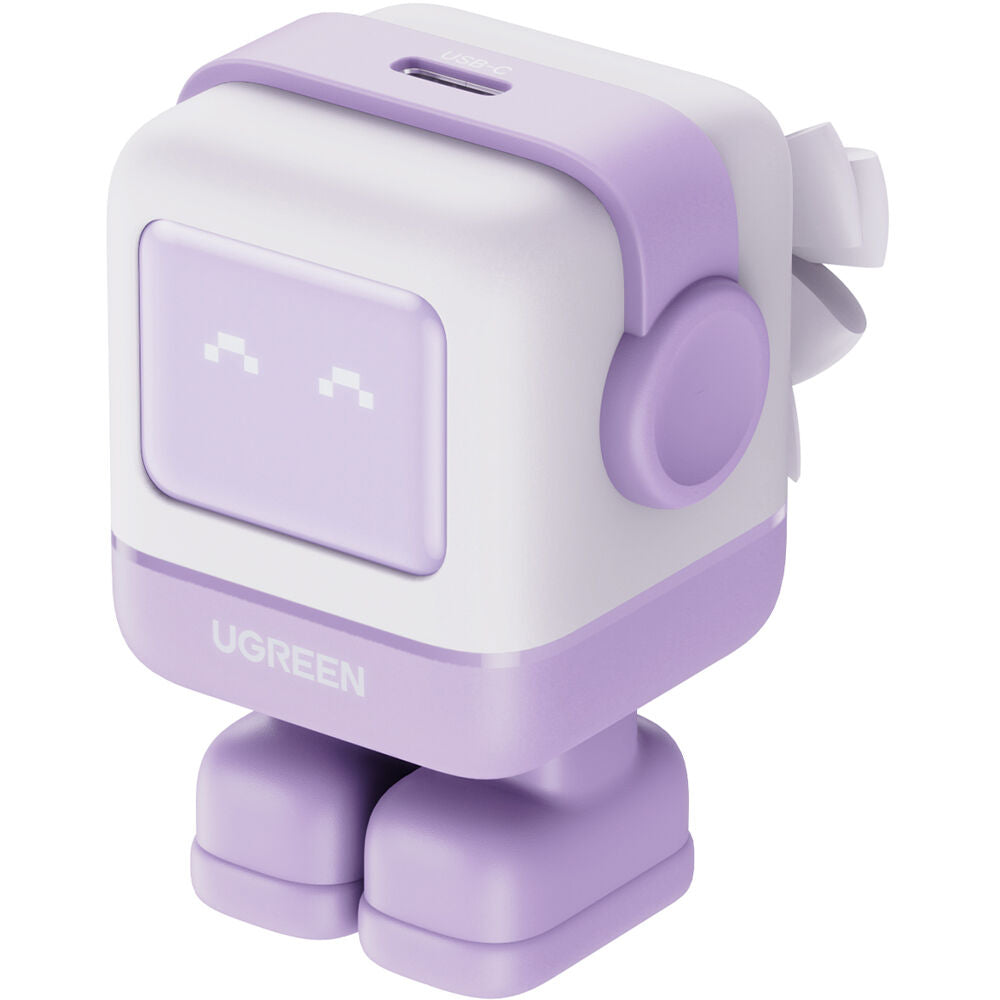 Cargador UGREEN Uno 30W USB-C con Pantalla LED Morado - vista frontal
