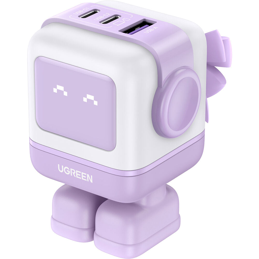 Cargador UGREEN Uno 65W 3 Puertos con Pantalla LED Morado - vista principal