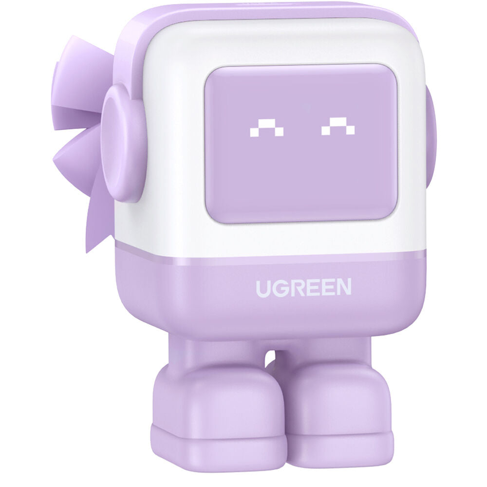 Cargador UGREEN Uno 65W 3 Puertos con Pantalla LED Morado - vista frontal