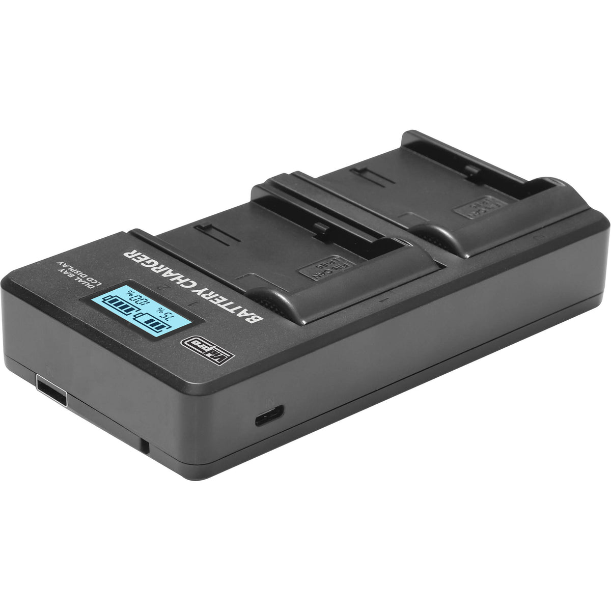 Cargador Vidpro VDL-27 4.2V Dual Bay LCD - vista trasera