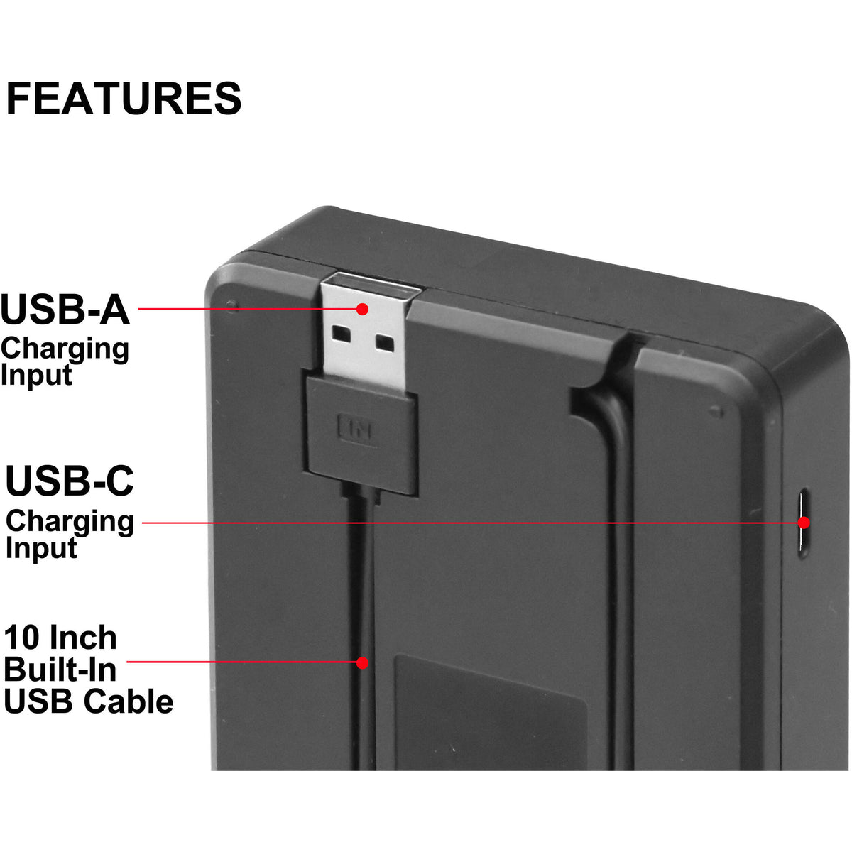 Cargador Vidpro VDL-68 4.2V Dual Bay LCD - vista frontal