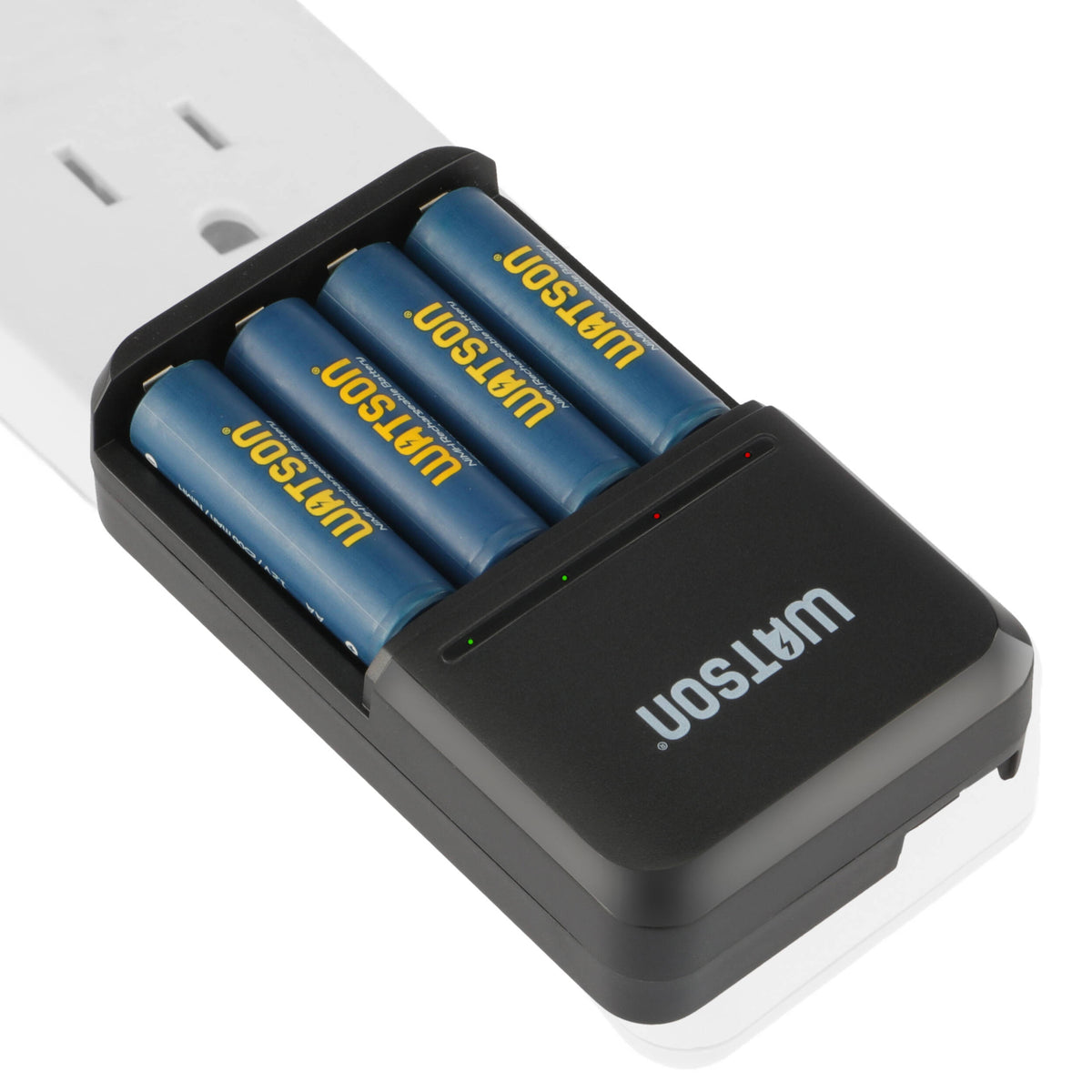 Cargador Watson 4 bahías para AA/AAA con 4-Pack AA NiMH recargables - vista trasera