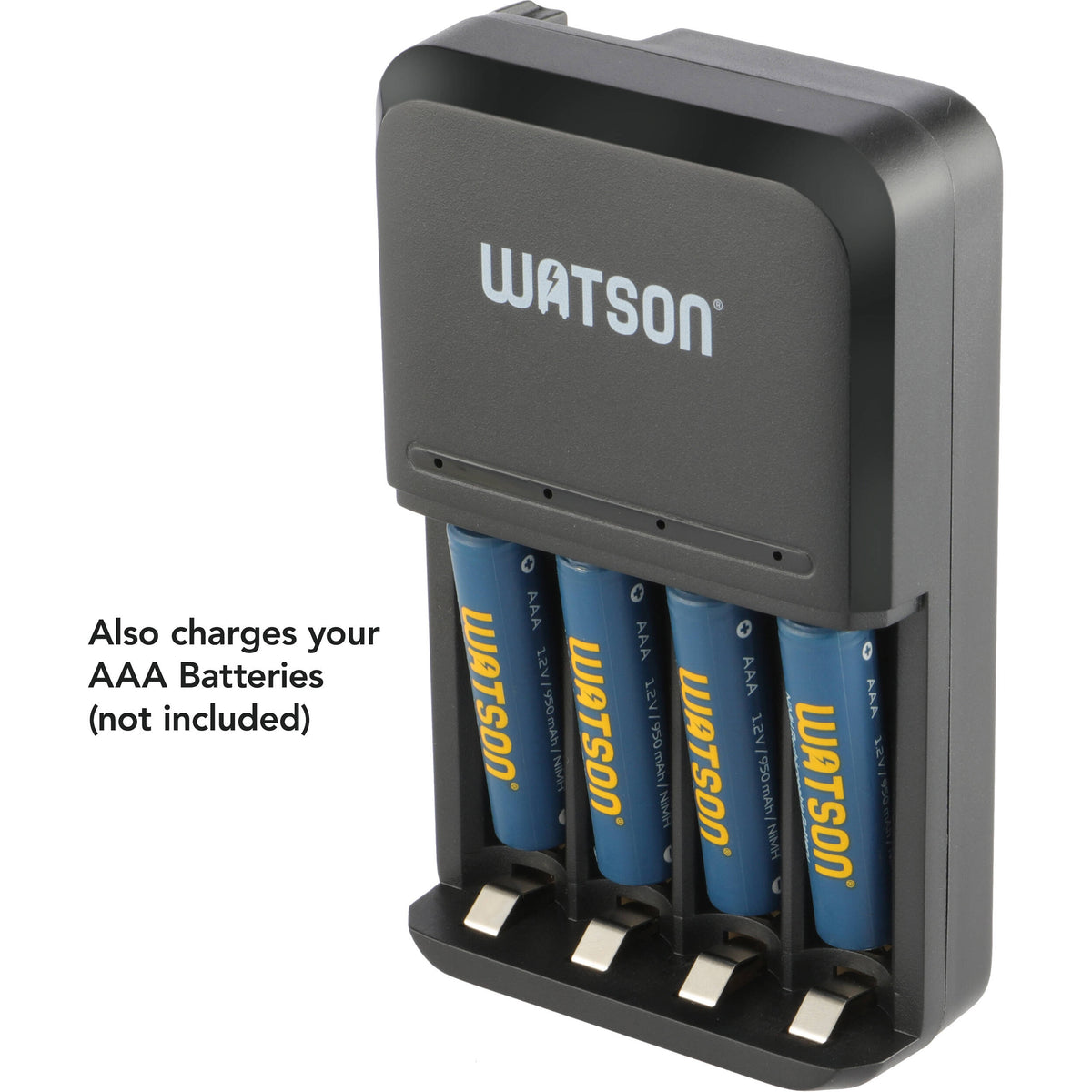 Cargador Watson 4 bahías para AA/AAA NiMH - vista trasera