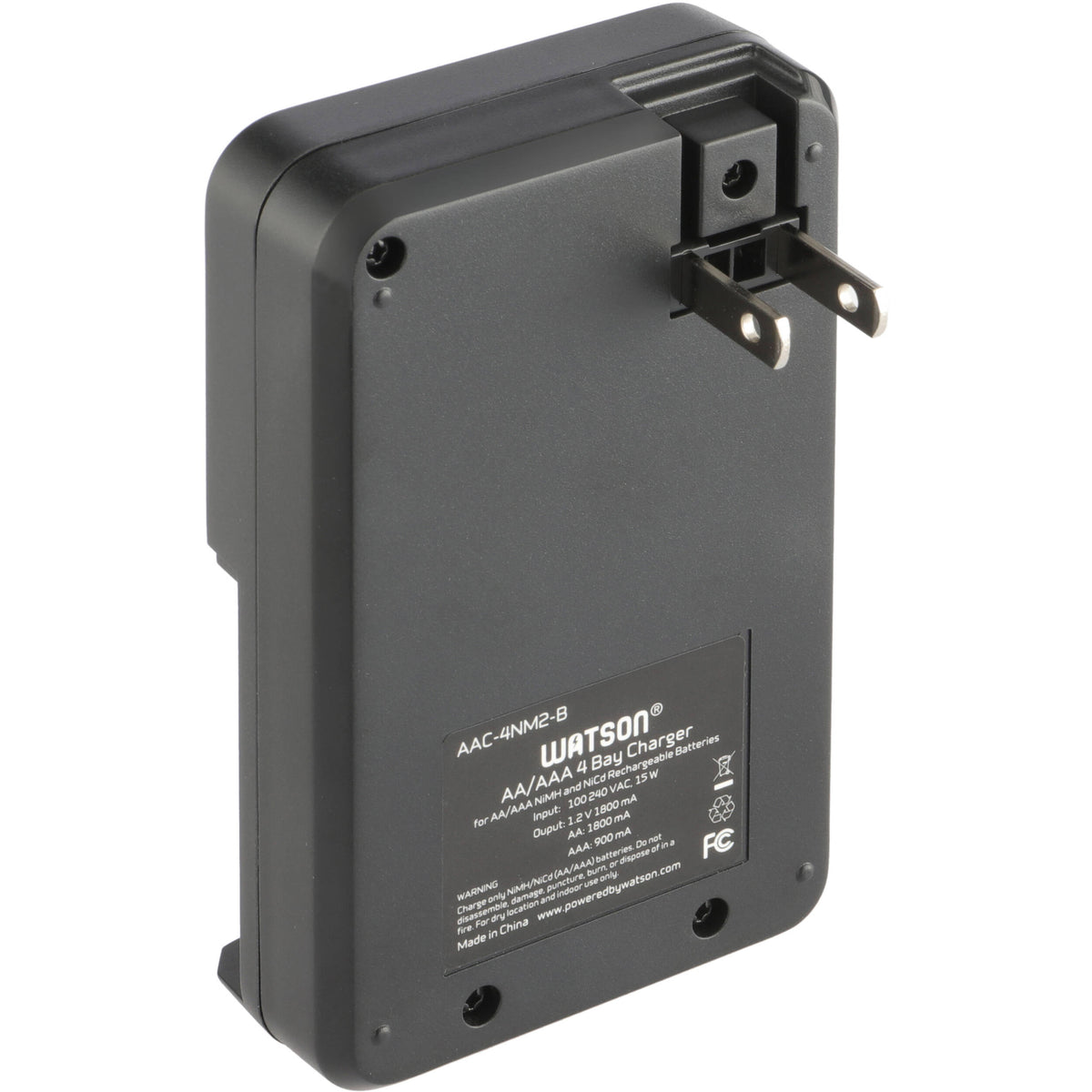 Cargador Watson 4 bahías para AA/AAA NiMH - vista lateral