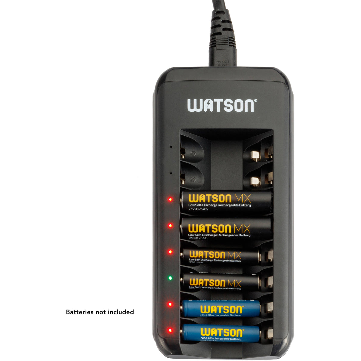 Cargador Watson 8 bahías para AA, AAA, y NiMH - detalle