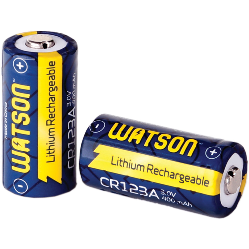 Cargador Watson Dual rápido para 3V CR123A y CR2 Lithium con 2 CR123A - vista lateral