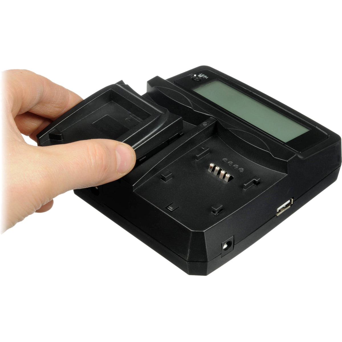 Cargador Watson Duo LCD con Two NP-FZ100 Plates - vista trasera