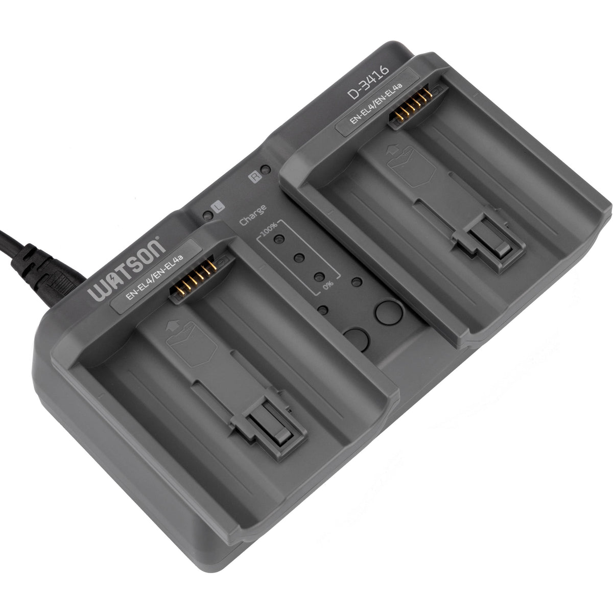 Cargador Watson Duo para EN-EL18, EN-EL18a, EN-EL18b, y EN-EL18c y EN-EL4-Series recargables - vista trasera