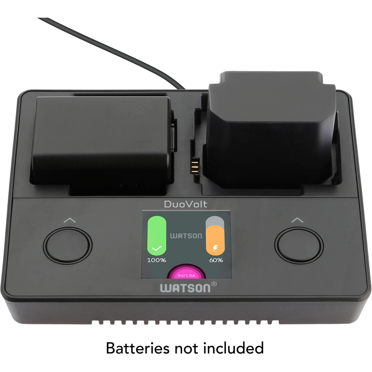 Cargador Watson DuoVolt para NP-FZ100, NP-FW50, o NP-BX1 - vista trasera