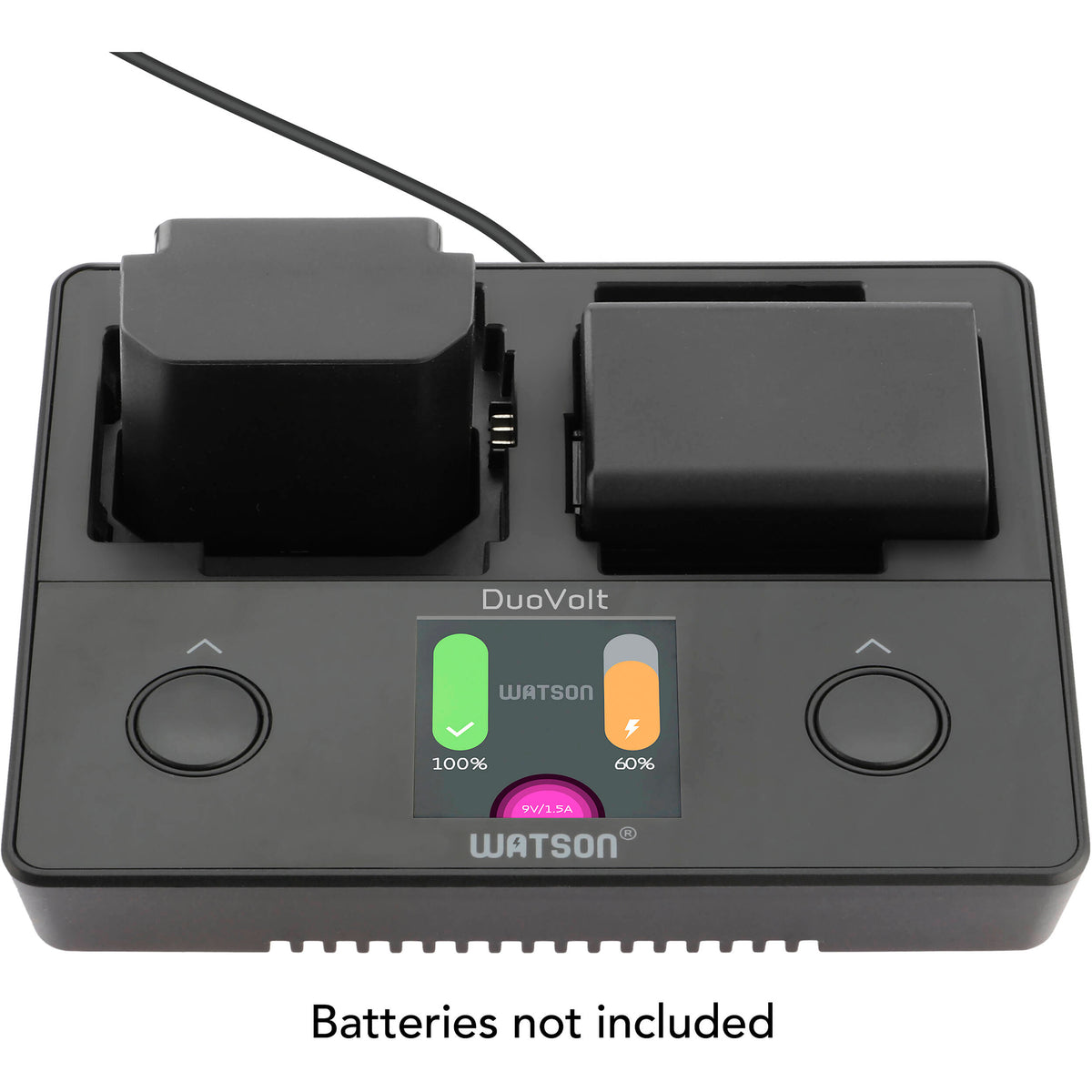 Cargador Watson DuoVolt para NP-FZ100, NP-FW50, o NP-BX1 - vista lateral