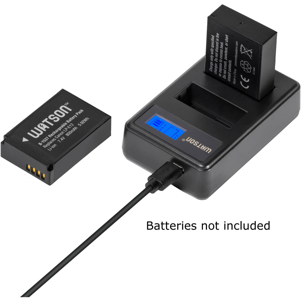 Cargador Watson Mini Duo USB-C para Canon LP-E12 - detalle