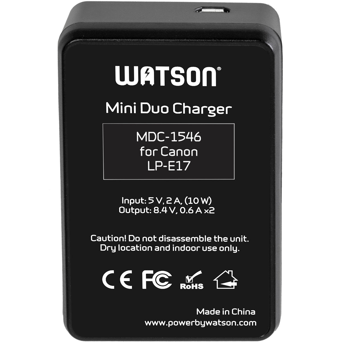Cargador Watson Mini Duo USB-C para Canon LP-E17 - vista trasera