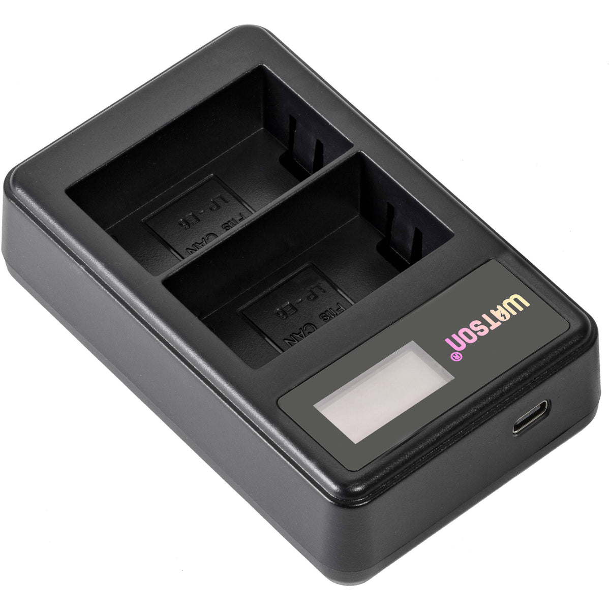 Cargador Watson Mini Duo USB-C para Canon LP-E6, LP-E6N, y LP-E6NH - vista frontal