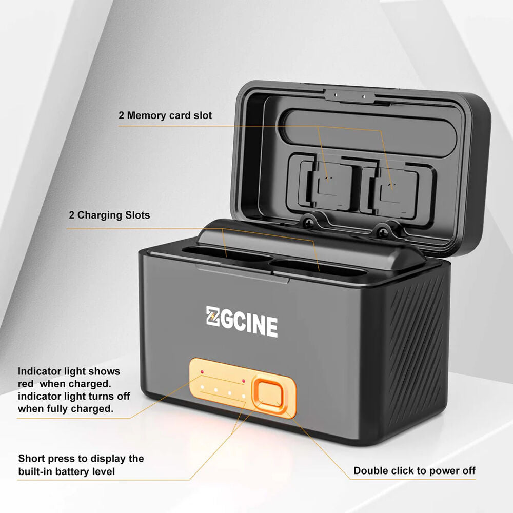 Cargador ZGCINE Charging Case para Sony NP-BX1 con 2-Charging Slots - vista trasera
