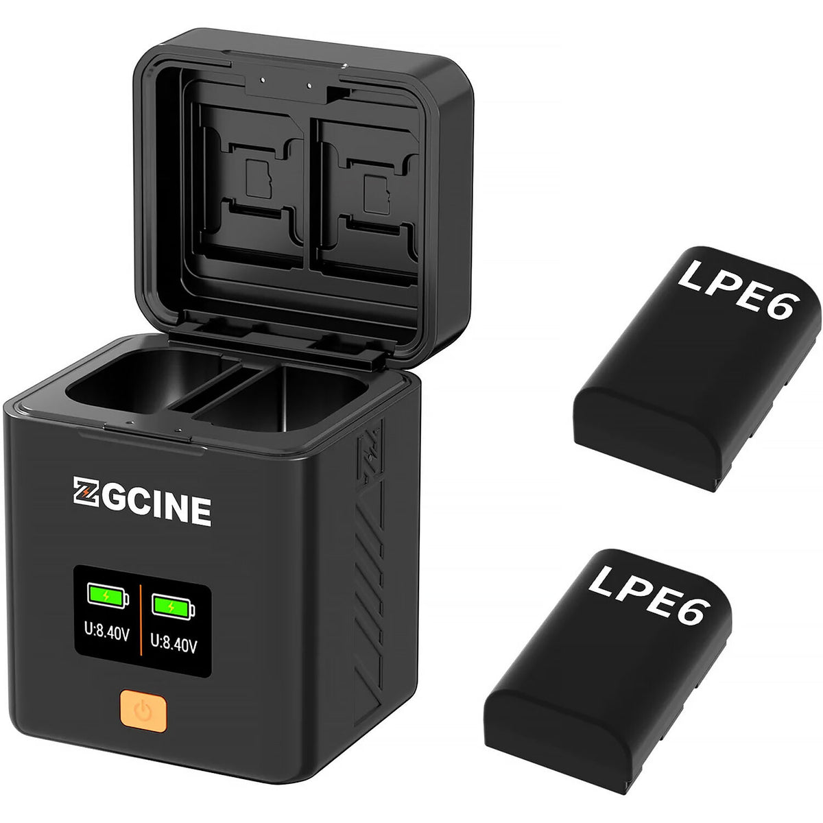 Cargador ZGCINE Fast Dual para Canon LP-E6/E6N/E6NH/E6P - vista frontal