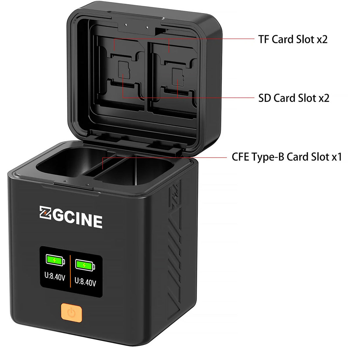 Cargador ZGCINE Fast Dual para Canon LP-E6/E6N/E6NH/E6P - vista trasera