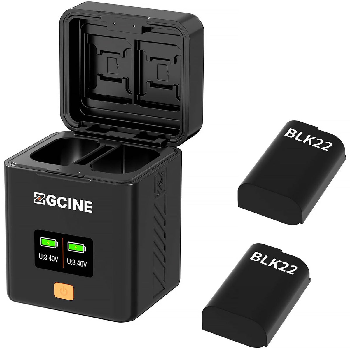 Cargador ZGCINE Fast Dual para Panasonic DMW-BLK22 - vista frontal