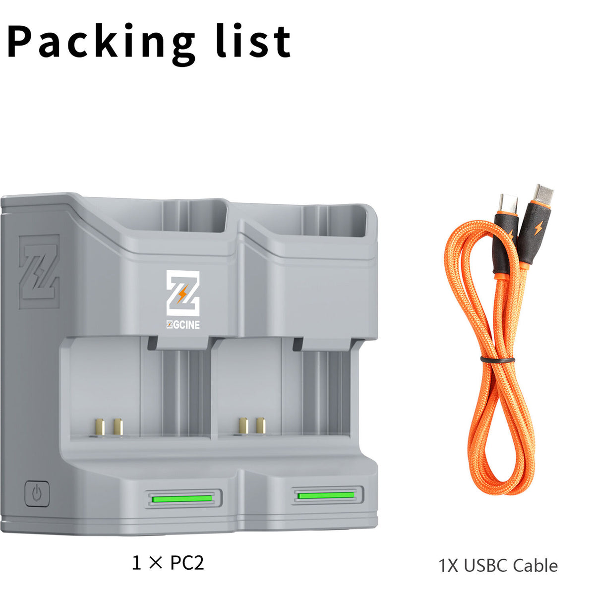 Cargador ZGCINE PC2-FZ100 Travel Charging Case para NP-FZ100 (Gray) - puertos y conexiones