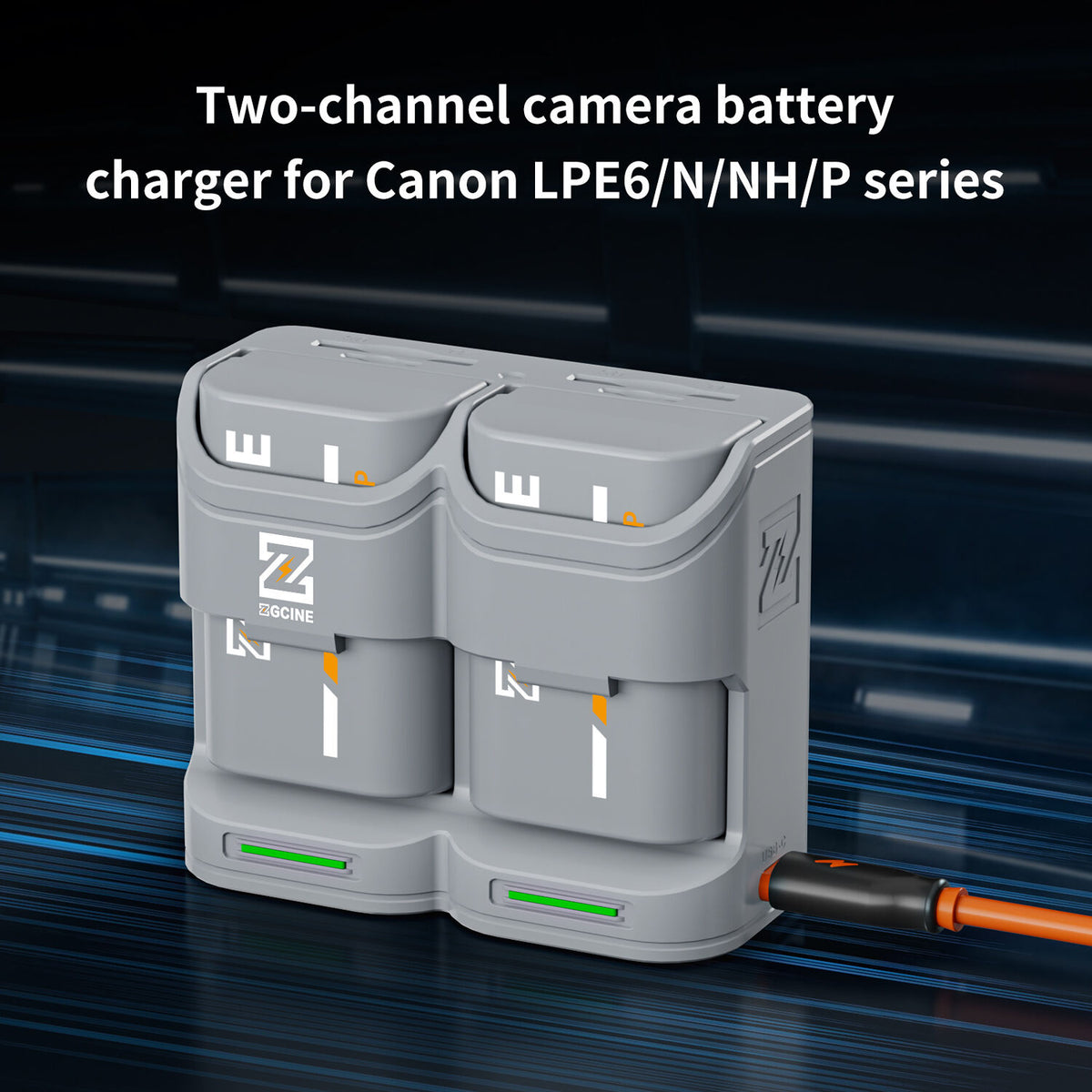 Cargador ZGCINE PC2-LPE6 Travel Charging Case para Canon LP-E6/N/NH/E6P (Gray) - contenido de la caja