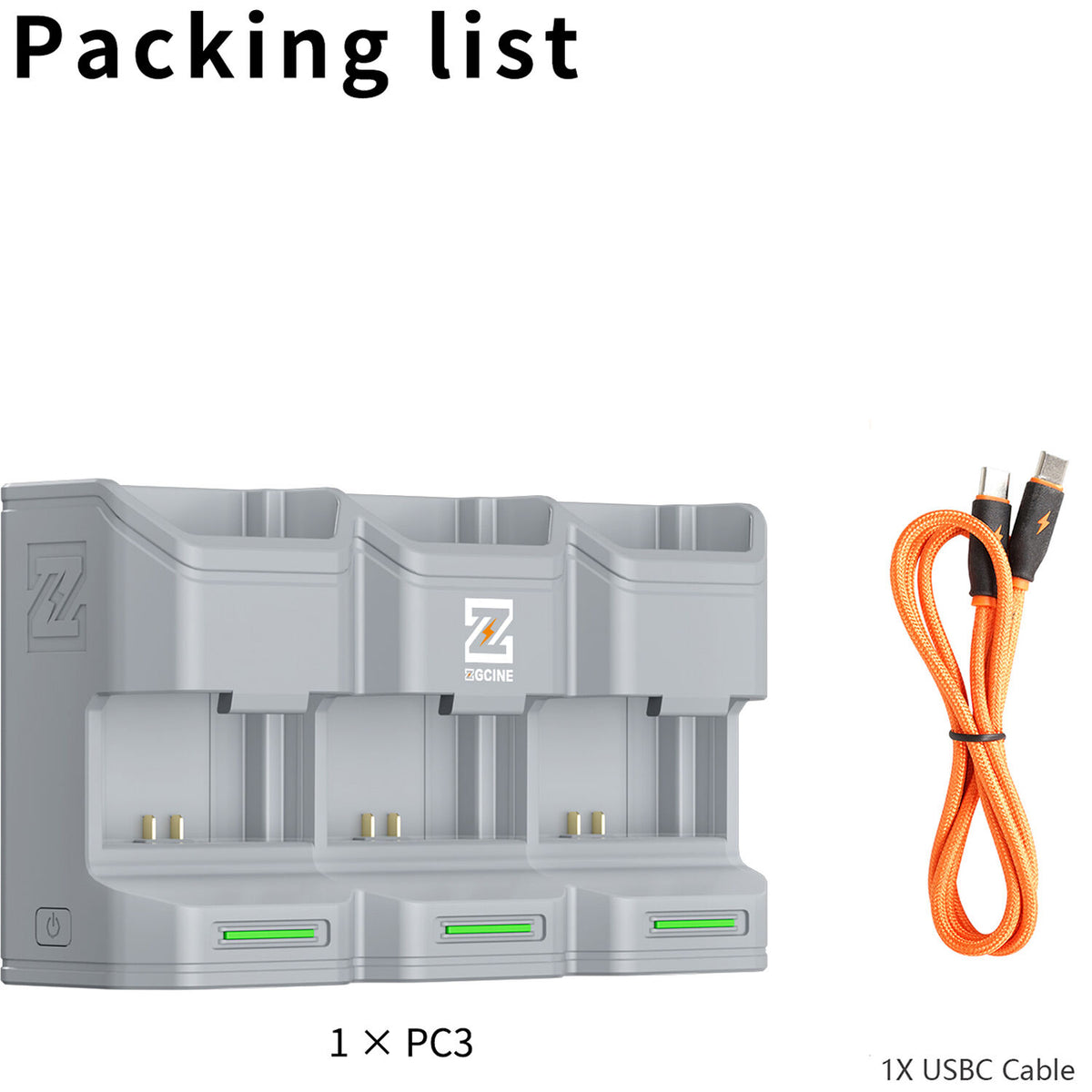 Cargador ZGCINE PC3-FZ100 Travel Charging Case para NP-FZ100 (Gray) - puertos y conexiones