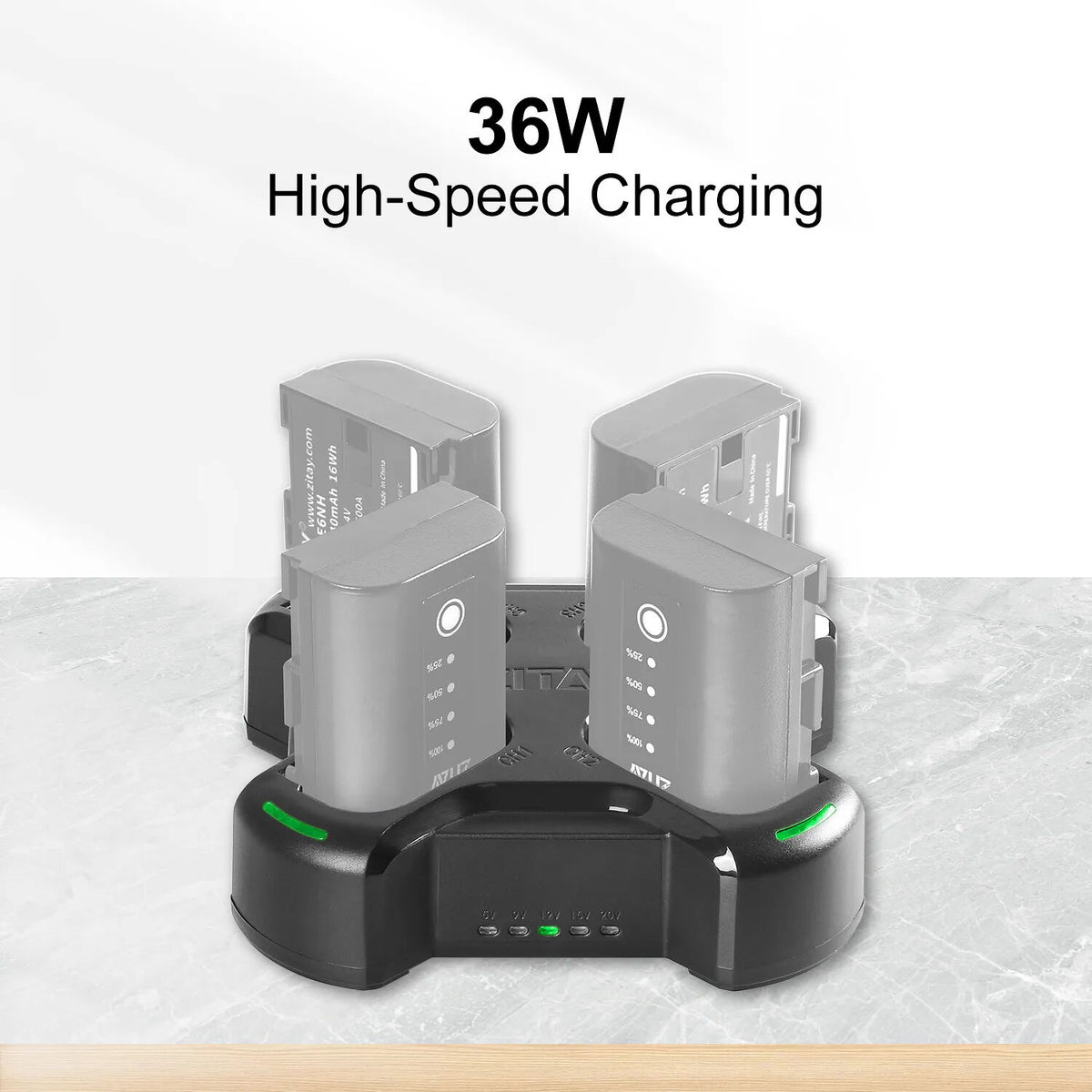 Cargador ZITAY LP-E6NH Fast 4-Channel - vista trasera