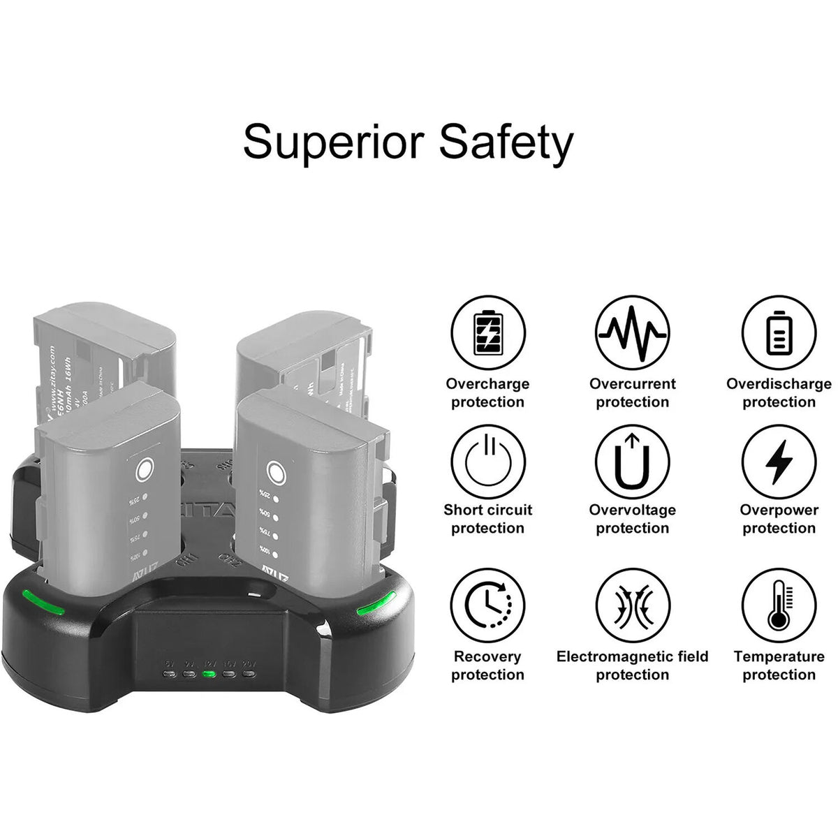 Cargador ZITAY LP-E6NH Fast 4-Channel - detalle