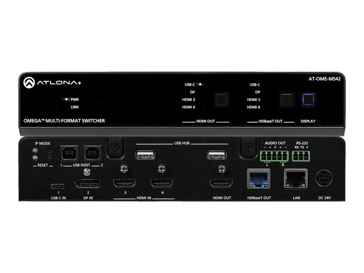 Conmutador AV Atlona Omega AT-OME-MS42 4x2 matrix switcher / audio disembedder / HDBaseT converter - vista 2