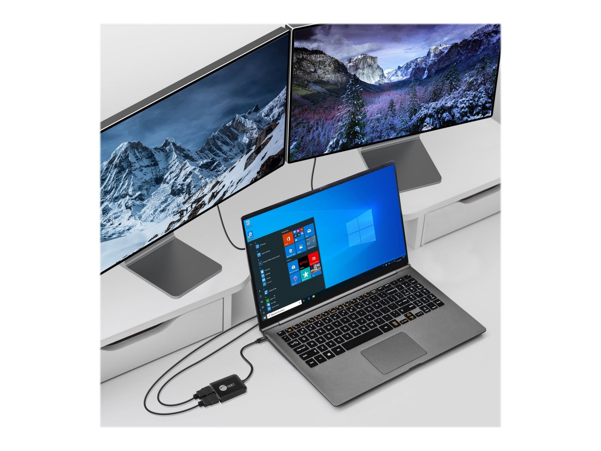Conmutador AV SIIG 1x2 USB-C to HDMI 4K60 MST Hub Splitter - vista 5