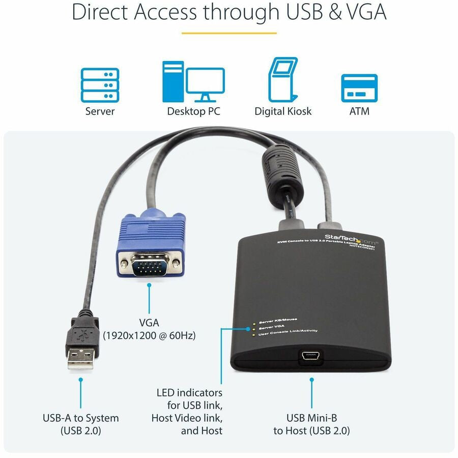Conmutador KVM StarTech.com StarTech KVM Console to USB 2.0 Portable Laptop Crash Cart Adapter - vista 3