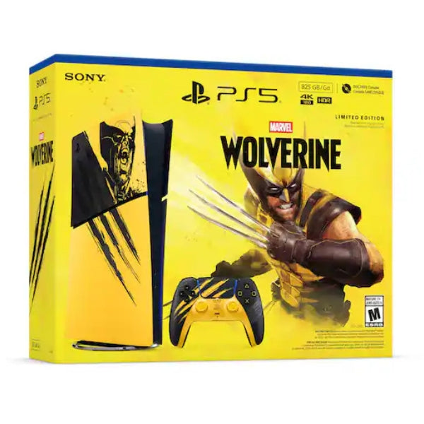 consola-playstation-5-slim-digital-edition-marvel's-wolverine-battle-yellow-limited-edition-bundle-16gb-ram-825gb-ssd-4k-120-fps-hdr-yellow