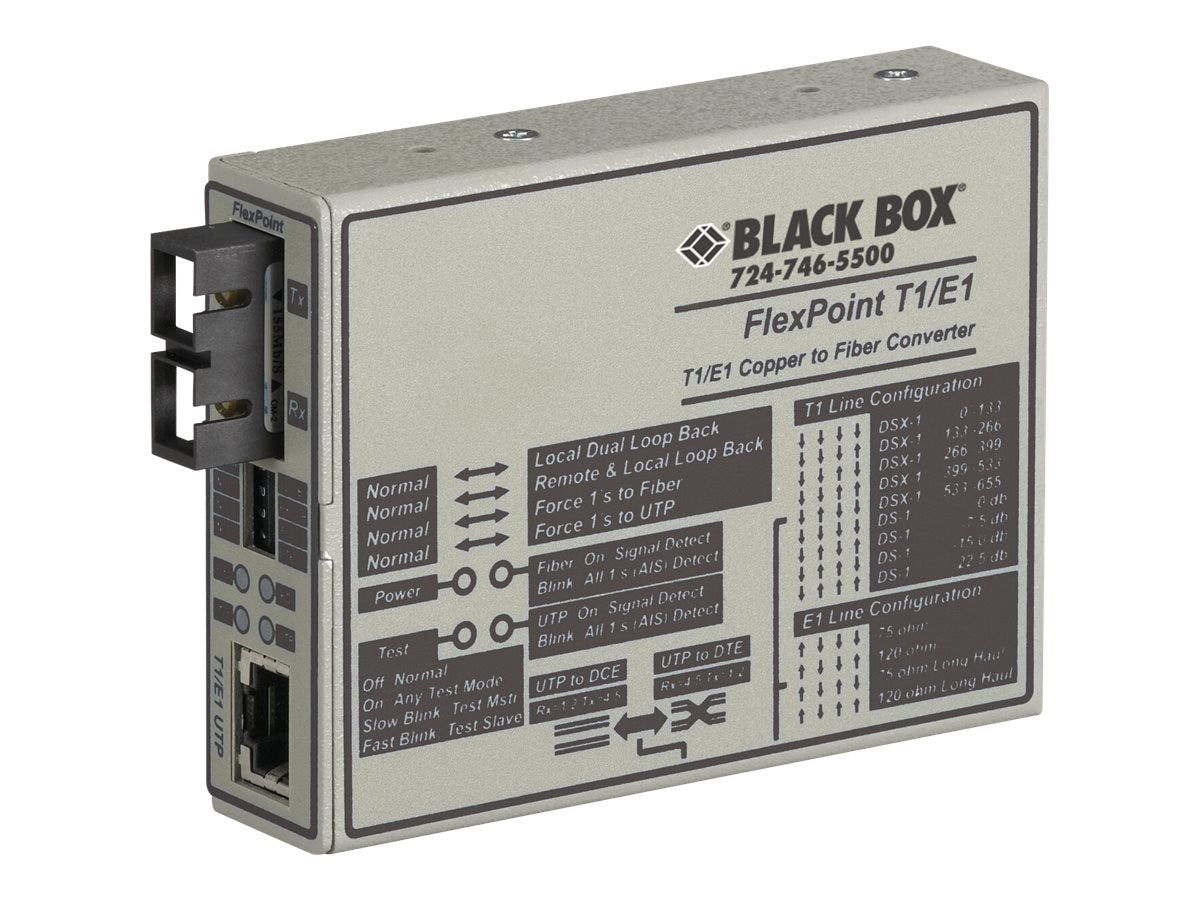 Convertidor de Medios Black Box FlexPoint T1/E1 to Fiber Converter - vista 1