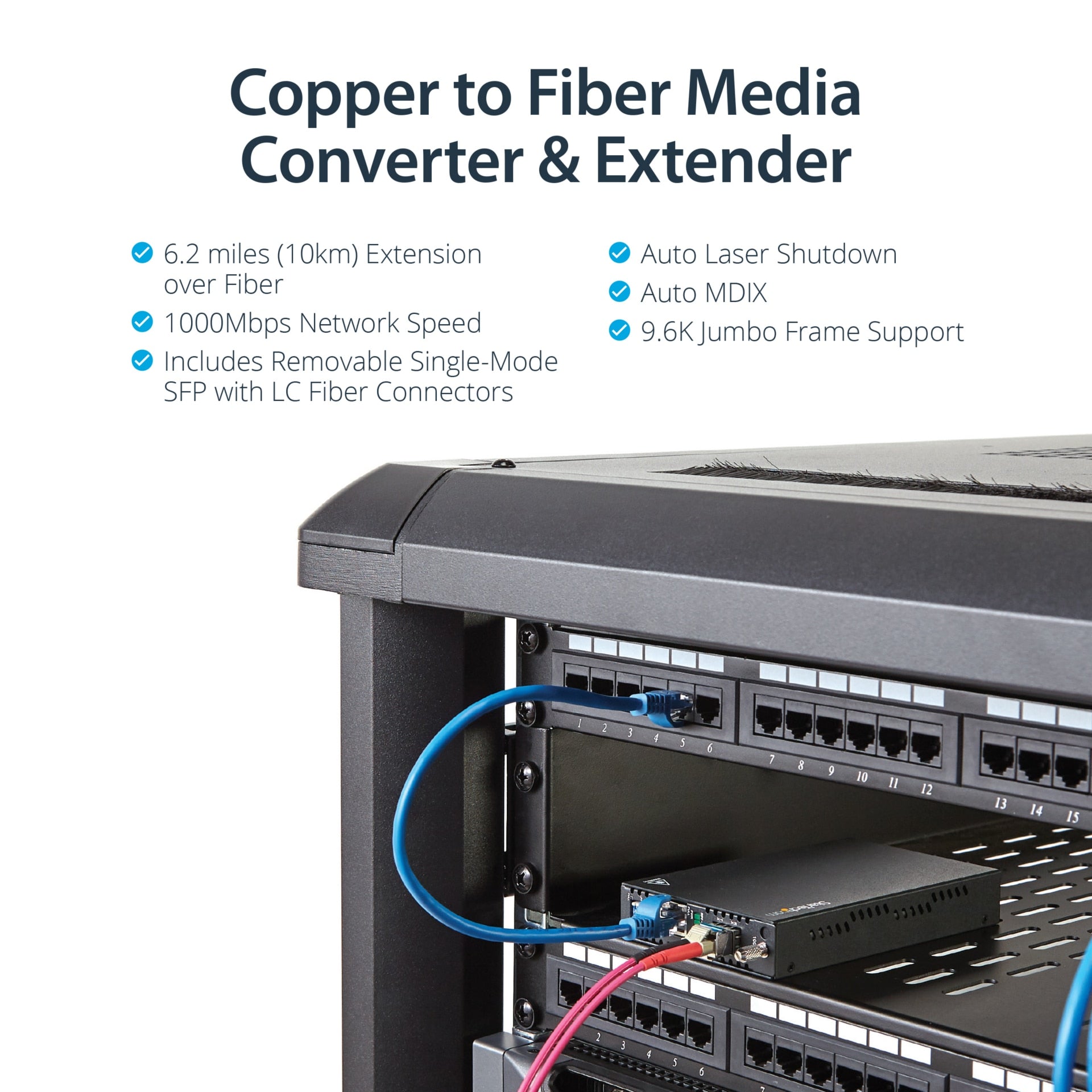 Convertidor de Medios StarTech.com StarTech Gigabit Ethernet Copper-to-Fiber Media Converter - vista 2