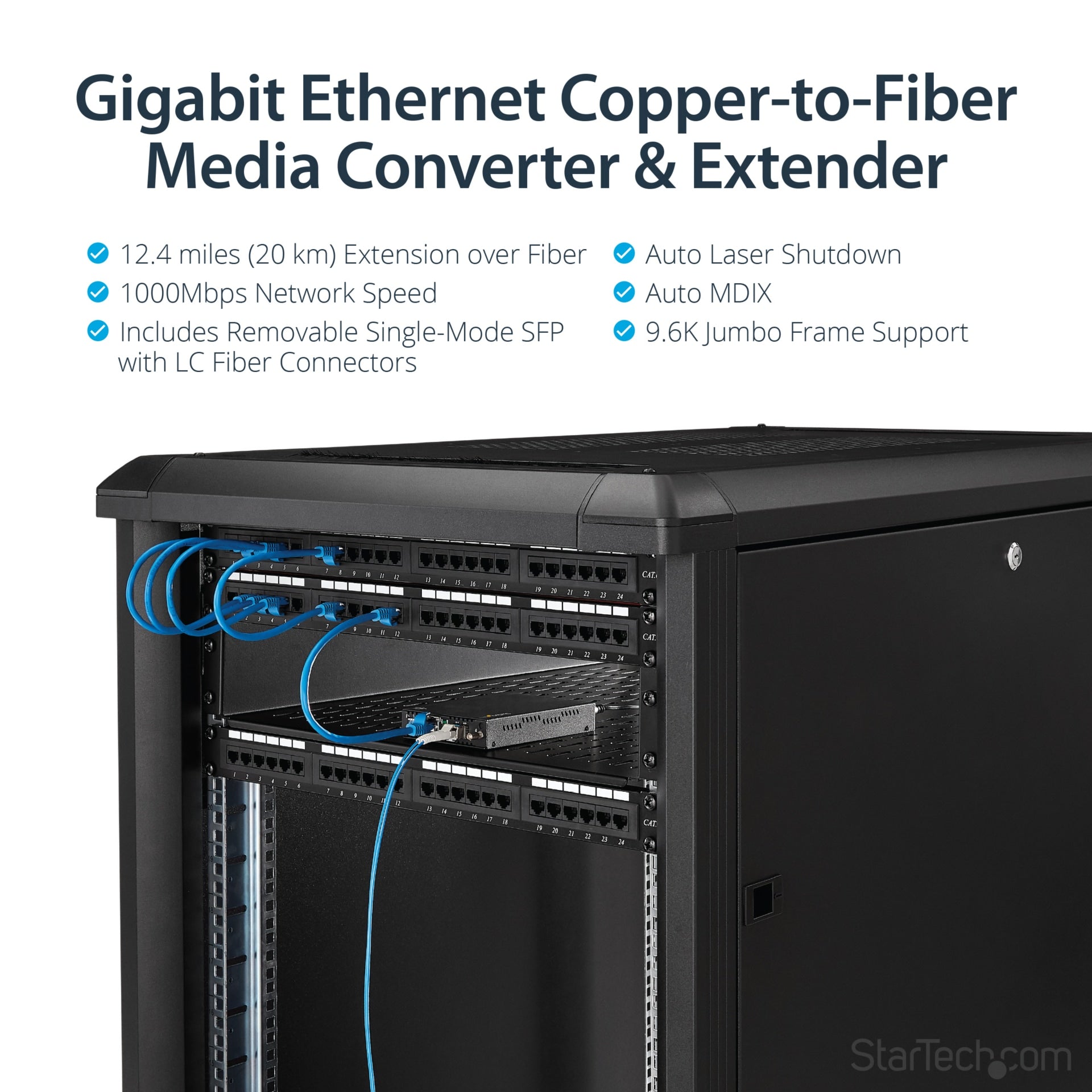 Convertidor de Medios StarTech.com StarTech Gigabit Ethernet Copper-to-Fiber Media Converter - vista 2