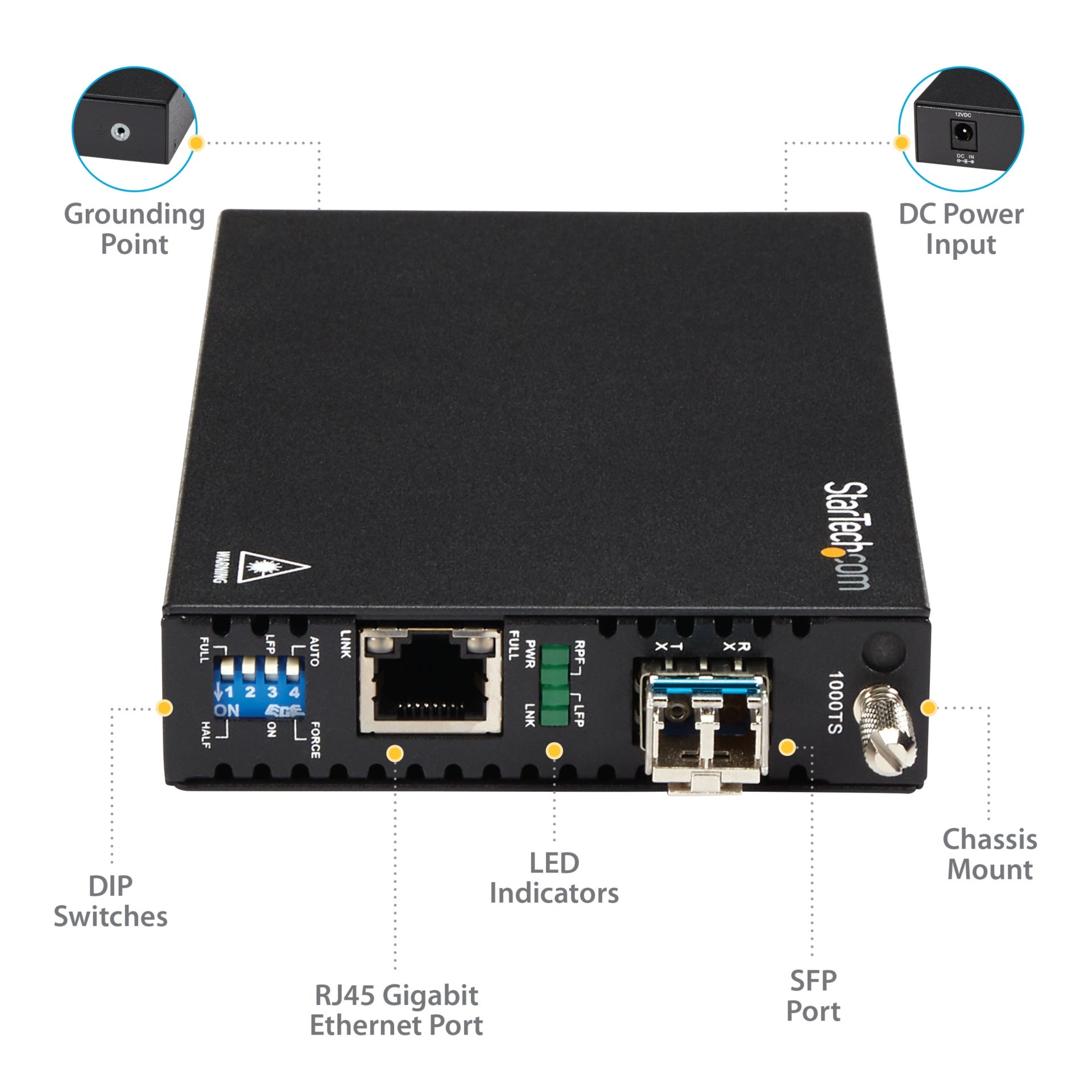 Convertidor de Medios StarTech.com StarTech Gigabit Ethernet Copper-to-Fiber Media Converter - vista 4